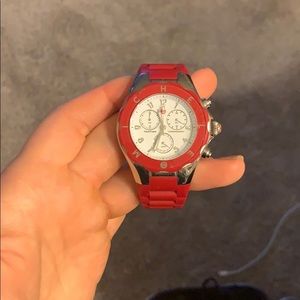 Michele Red Jelly Stainless Watch
